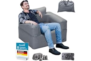 ‎SKANDIKA Skandika Luftsofa Easy Air Single | Aufblasbares Sofa Outdoor, mit Elektropumpe, für 1 Personen, Aufladbar mit USB-Ladekabel, Gästebett, bis 200 kg, Tragetasche | Luft Couch, Camping
