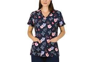 B-well Isabella Kasacks Damen Pflege mit Elasthan, Kasack Damen Motiv, Kasaks Altenpflege mit Motiv