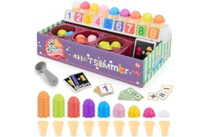 TLATER Gelateria Giocattolo Bambini, Cibo Giocattolo per Bambini con Deposito, Gelateria con Cibo, Menù e Soldi per Giocare, Giochi di Ruolo Regalo per Bambina 3 4 5 6 anni - 97 pezzi