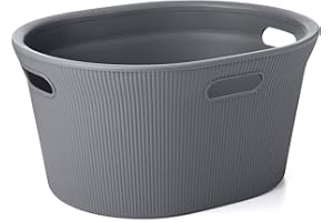 Tatay Cesto de Ropa Baobab, 35 L de Capacidad, de Polipropileno, Libre de BPA, 3 Asas, Color Gris (Antracita), Medidas 52 x 42.5 x 26.5 cm