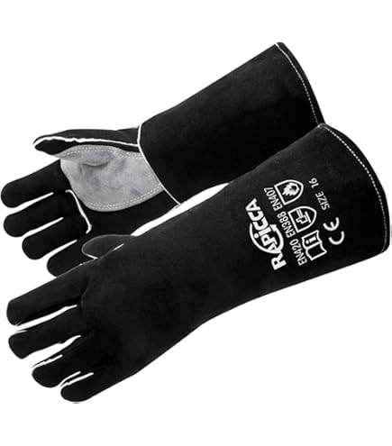 QEARSAFETY 1 paio di guanti resistenti al calore in filato aramidico a maglia lungo/corto per proteggere il polso - guanti da lavoro resistenti al calore (polsi medi e lunghi