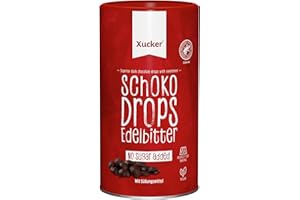 ‎XUCKER Xucker Schoko Drops Edelbitter 750g - Xucker Schokolade mit Xylit Zuckerersatz I Vegane Schokodrops I Zuckerreduzierte Süßigkeiten zum Backen (min. 75% Kakaoanteil)