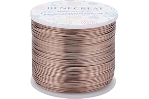 BENECREAT 235m Filo di Alluminio Opaco per Gioielli, 0.8 mm, Resistente all'appannamento, per Creare Gioielli con Perline, Marrone Cocco