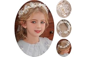 YVIFEVG Haarschmuck Hochzeit Kommunion Blumenkranz Haare Stirnband Haarband Haarkranz Kopfschmuck Mädchen Braut Baby Kinder Damen, Silber