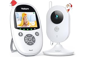 YOTON Elektroniczna niania, monitor z noktowizorem na podczerwień, ekran 2,4", cyfrowa kamera monitorująca i audio, tryb VOX, czujnik temperatury, 8 kołysanek, funkcja alarmu, wewnątrz, 480p