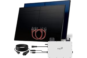 SUNNIVA 1000W Balkonkraftwerk BIFAZIAL FULLBLACK komplett Steckdose FOX ESS 800W Wechselrichter, PV Solaranlage, 2x 500W Glas-Glas Solarmodule, inkl. 5m Kabel, Bluetooth WIFI, Komplettset