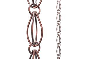 Rain Chains Direct Double Oval Loop, 8.5 Feet Length, 100% Copper, Functional and Decorative Replacement for Gutter Downspouts