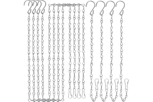 Teenitor 8 Pcs Hanging Chains with Clip & Hook for Bird Feeders Planters Lanterns and Ornaments - 4 Pieces 35 Inch & 4 Pieces 13 Inch Replacement Set of Hanging Basket Metal Chains Silver