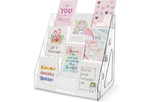BEIMEIII Greeting Card Display Stand 5 Tier Acrylic Greeting Card Rack Clear Postercard Holder Tiered Display Stand Brochure Holder Stand Magazine Organizer Rack Sticker Organizer for 5x7 4x6 Cards Menus Photo