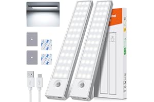 PALATALA Reglette LED Cuisine Sous Meuble[Lot de 2], Lampe LED Rechargeable USB, Sans Fil Lampe de Placard à Détecteur de Mouvement Interieur Lumiere Placard Eclairage Veilleuse pour Escalier Couloir Armoire