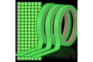 Daily Treasures 3 Rollen Leuchte Klebeband 5M Lange 1CM Breit Reflektorband Selbstklebend + 126 Stk Leuchtende Punkte, Selbstklebende Fluoreszierende Klebeband für Treppen Leitern Rutschige Böden