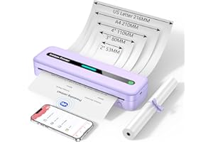 ASprink Stampante Portatile A4, Stampante Termica Bluetooth Senza Inchiostro per Cellulare e Computer, Supporta Carta Multisize, per Ufficio Viaggi, Studio, Casa, Violetta