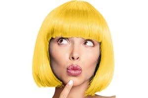 BALINCO Peluca Bob Peluca Cabaret Pageboy Charleston Pelucas para Carnaval/Disfraces y Fiesta de Lemas - 13 COLORES (Amarillo)