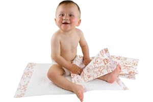 Teqler Baby-Wickelunterlagen: Wickelunterlagen mit verschiedenen Motiven für unterwegs, hygienisch mit Superabsorber 40 x 60 cm (50-er Pack)