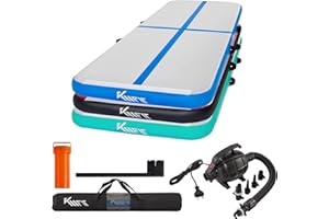KM KM Fit Airtrack Matte 10cm hoch | 3/4/5 M Tumbling Matte | Aufblasbare Fitness-Matte | Gymnastikmatte inkl.Tragetasche, elektr. Luftpumpe & Flick-Set | UV-Beständig | Turn- & Trainingsmatte