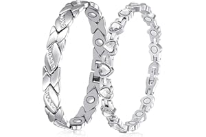 APMGONT Magnetisches Armband Frauen Silber, 2 Stück Damen Magnetarmband mit Ultrastarken Magneten, Magnetische ArmbäNder mit WunderschöNem, Ordentliches und Glitzerndes Design