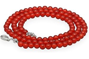 Lebensquelle Plus Karneol Edelstein Kugelkette + 925 Silber Verschluss | Ø 4mm Kugeln Karabinerverschluss 45cm lang | Hochwertige Kette