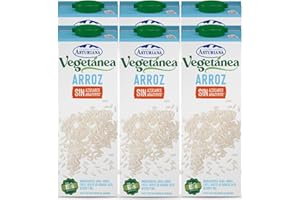 Central Lechera Asturiana - Vegetánea Bebida de Arroz Sin Azúcar Añadido, Pack de 6 Briks de 1 Litro con Tapón de Rosca, 6 x 1L, 6000 Mililitros