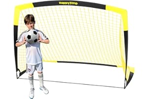 Happy Jump Portería de Fútbol Pop-Up Plegable | 1 o 2 Porterías: 120x91 / 152x110 / 213x152 cm | Opcional con Balón, Bomba y Conos | Portería Portátil para Jardín y Entrenamiento