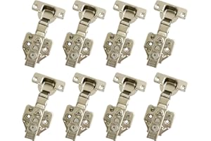 LIKERAINY 105 Grado Semi-solapado Bisagra 35mm con Amortiguador Clip on Tecnología Solapado Lateral Central Bisagras para Puertas de Mueble Armarios de Cocina 8 Pcs