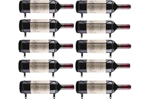 Homtone Lot de 10 supports horizontaux en fer à montage mural avec vis pour le rangement de bouteilles de vin, liqueur ou boisson