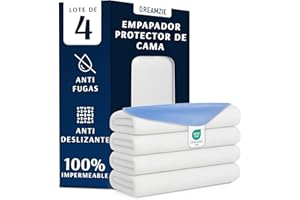Dreamzie Protector Colchon Impermeable e Absorbente - 75 x 90 cm- Funda Colchon Lavable para Incontinencia - Lote de 4