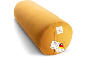 Navango® Cuscino Cilindrico Bolster Yoga | Cuscino Lungo | Ø24 cm | Imbottitura Pula di Farro | Rivestimento Lavabile 100% Cotone | Cuscino Meditazione | Cuscino a Rullo da Yoga Fatto a Mano