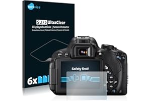 Savvies 6 Stück Schutzfolie für Canon EOS 700D Displayschutz-Folie Ultra-Transparent