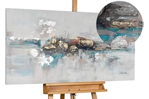 KunstLoft Leinwandbild | 100% HANDGEMALT | 120x60cm | Gemälde 'Mirage' | Abstrakt | Grau | Wandbild Wohnzimmer