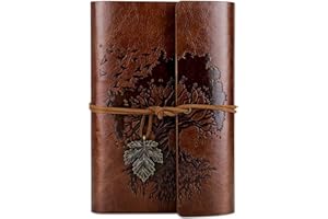 OMEYA Diario in Pelle Vintage, Taccuino Diario Di Viaggio, Diario Segreto, Diario per Scrivere Pensier, Idee Regalo Amica Regalo Donna, A6 18,5 x 13 cm（ Marrone ）