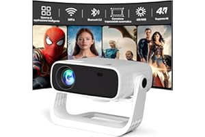 Proiettore intelligente Wielio Android 11, Supporto FHD 1080P 4K, 350 ANSI, WiFi6 & BT5.2, Basso Rumore (<30 dB), Supporto Regolabile a 120°, Correzione Trapezoidale, per Android/iOS/Switch/PS5
