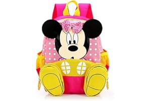 FGen Zaino Minnie,Zaini Mickey Mouse Scuola Elementare Bambini per Bambine Ragazzo, Ragazza,Gita, Scolastica (Rosa)