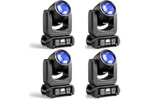 WZYBUTA Lot de 4 spots 150W Lyre LED DMX512 Spot Beam RGBW GOBO 18 Prisme DJ Disco Party Lumière pour mariage, spectacle de lumière, bar, club, Noël