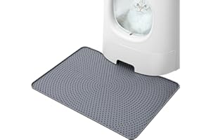 PETTOM Tappetino Lettiera Gatto Tappeto per Lettiera Sabbia Gatto Tappetino Igienico per Gatti Sabbietta Sassolini Della Lettiera Tappetini Igienici Impermeabile Antiscivolo Gatto Silicone 53x38cm