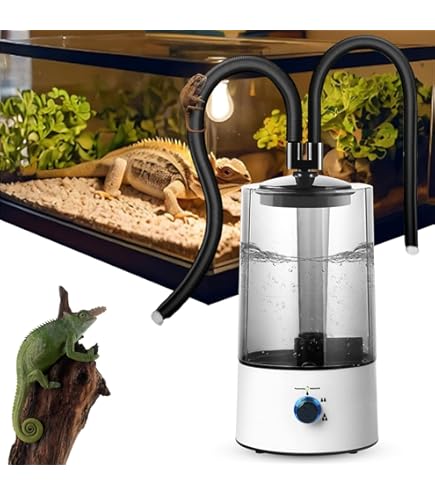 Glovios sproeisysteem terrarium, luchtbevochtiger met slang met timer en sproeiers, 360 graden verstelbaar, vernevelaar terrarium voor amfibieën, reptielen en planten