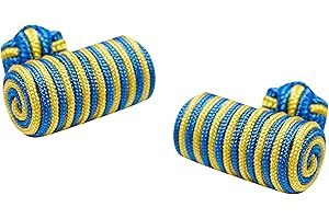 FUNKY CUFFLINKS~COM Silk Knot Cufflinks with a Barrel Ends Striped Color Combinations - Many Varieties and multi delas available