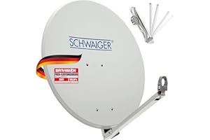 SCHWAIGER 210 Antenne Parabole Sat Installation Satellite Antenne Offset Bras Porteur LNB Support de mât Antenne Parabole Sat Acier 74,5 x 84,5 cm Blanc
