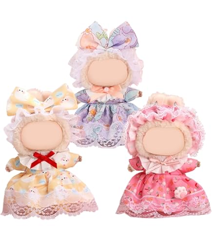 SSKHE 3-teiliges Outfit Set Für 17cm Labubu Puppen - Hut, Pullover & Kamera Zubehör In Rosa