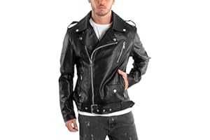 GIOSAL Giubbotto Uomo Tinta Unita Chiodo Manica Lunga Casual Cerniere