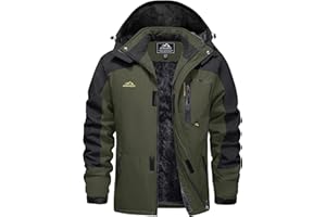 EKLENTSON Mens Coats-Winter Waterproof Fleece Jacket Windbreaker Mountain Hiking Walking Skiing Jacket Warm Outerwear Sports Thermal Hooded Coat Multi Zip Pockets