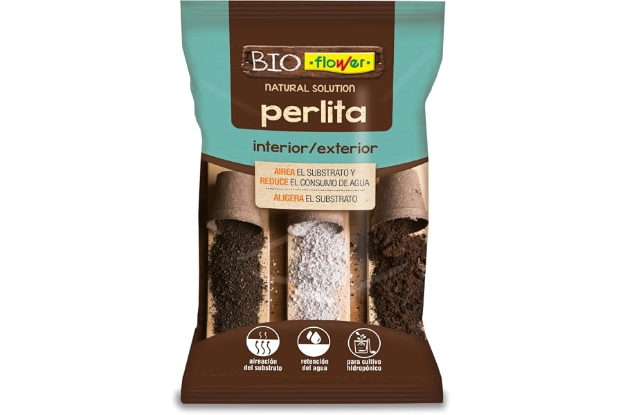 Flower - Perlita 5 L | para Jardinería | Drenaje y Aireación en Macetas y Mezclas | Retención de Agua Ideal | Inerte, Segura 