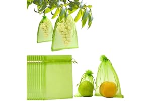 EUZLABBY Trauben-Schutzbeutel,100 Stück 20 x 30 cm Obst Schutzbeutel Organzabeutel, Organzabeutel mit Kordelzug, für Traubenschutzbeutel gegen Wespenvögel, Kirschessigfliege und andere Insekten.(Grün)