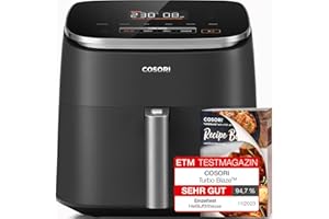 COSORI Air Fryer TurboBlaze, 6L Compact Design, 9 Functions with 5 Auto Fan Speeds Airflow System, Fast and Energy Saving, 30℃ to 230℃, Quiet, 110+ Recipes, Oil Free, Non-stick, Dishwasher Safe