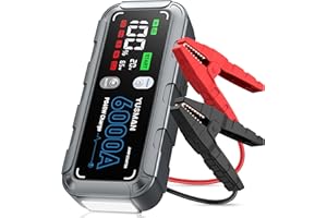 YUSMAN 6000A Starthilfe Powerbank für PKW | Schnellladung für alle Benzinmotoren & 12.0L Diesel | Multifunktions-LED + 65W USB-C PD