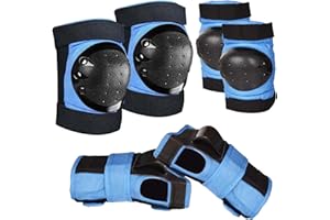 MARJORAMY Kit de Protection 6 en 1 pour Enfants – Genouillères,Coudières & Protège-Poignets Réglables – Équipement de Sécurité pour Skateboard,Roller,Trottinette,Vélo – Idéal pour Garçons et Filles