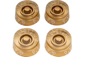 Musiclily Pro Imperial Pulgadas Tamaño Botones de Potenciómetros Forma Cilíndrica Perillas para USA Guitarra Eléctrica Les Paul Style,Oro (Juego de 4)