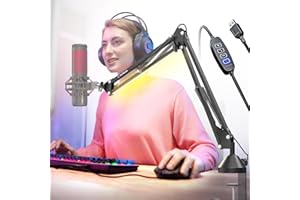 CACENCAN Galgenarm-Mikrofon, Mikrofonarm, Schreibtischhalterung, faltbar, mit 3/8 Zoll auf 5/8 Zoll Schraubadapter, verstellbarer Mikrofonständer für Podcasting, Gaming-Aufnahmen, Weiß (Schwarz)