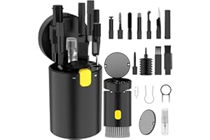 VICHYIE 20 in 1 Multifunctional Cleaner Kit for Electronic Devices, Keyboard Cleaning Brush, Headphones Cleaner Kit for AirPods, Multi-Tool for Cleaning Laptop, Earbuds, Camera, Cellphones (Black)