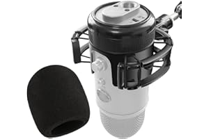 PHONOVATE Supporto antiurto Blue Yeti con filtro anti-pop per microfoni Blue Yeti, struttura in metallo/plastica, sospensione antivibrazioni, supporto da pavimento