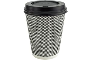 Signature Packaging - Ripple Paper Coffee Cups with Lids - 8oz / 236ml - 50 Pack